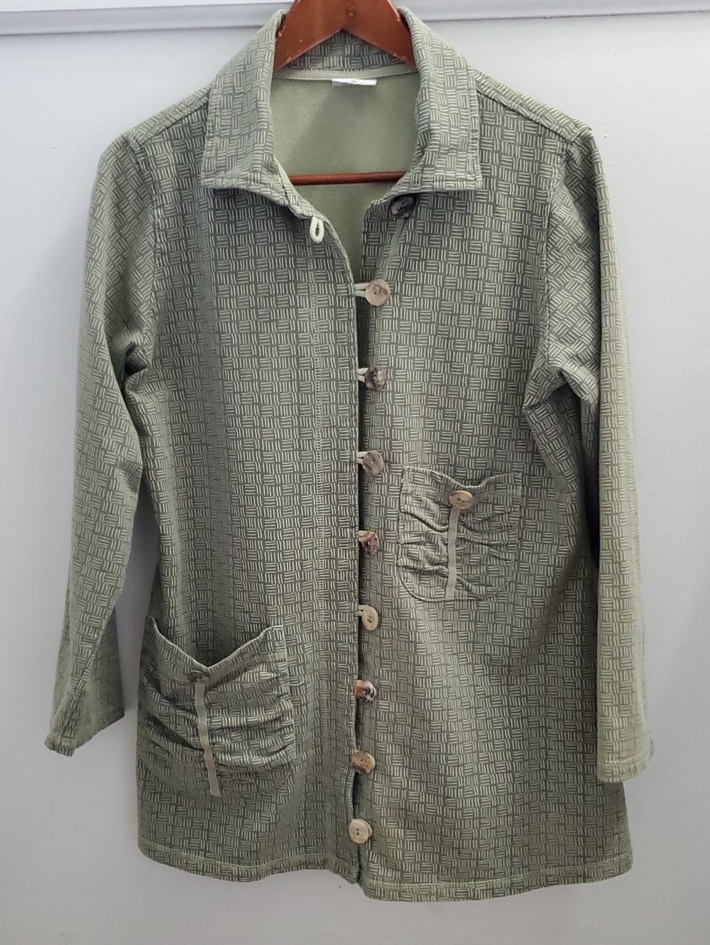CMC By Color Me Cotton Women’s Sage Green Button-Front Jacket Size Medium